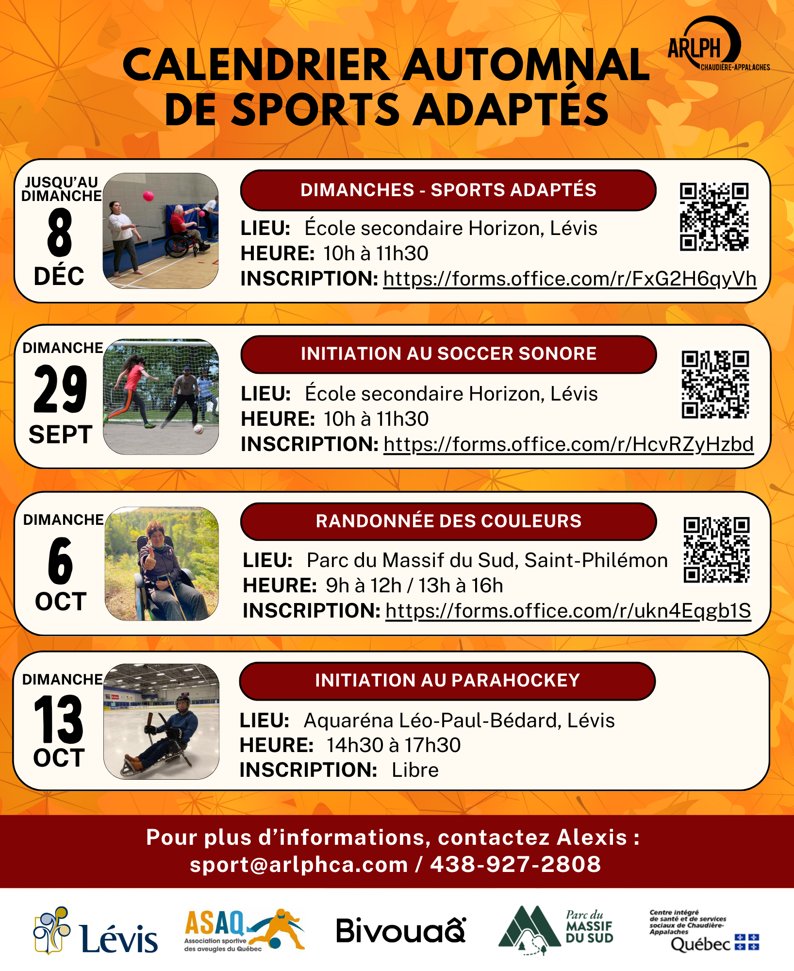 Calendrier automnal des sports adaptés